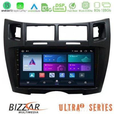 Bizzar Ultra Series Toyota Yaris 8core Android13 8+128GB Navigation Multimedia Tablet 9" (Μαύρο Χρώμα)