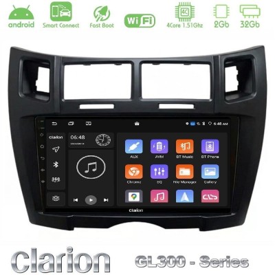 Clarion GL300 Series 4Core Android ClarionOS 2+32GB Toyota Yaris Navigation Multimedia Tablet 9" (Μαύρο Χρώμα) Με Carplay & Andr
