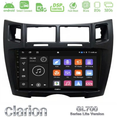Clarion GL700 Lite Series 8Core Android ClarionOS 2+32GB Toyota Yaris Navigation Multimedia Tablet 9" (Μαύρο Χρώμα) Με Carplay &