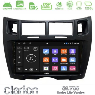 Clarion GL700 Lite Series 8Core Android ClarionOS 6+128GB Toyota Yaris Navigation Multimedia Tablet 9" (Μαύρο Χρώμα) Με Carplay 