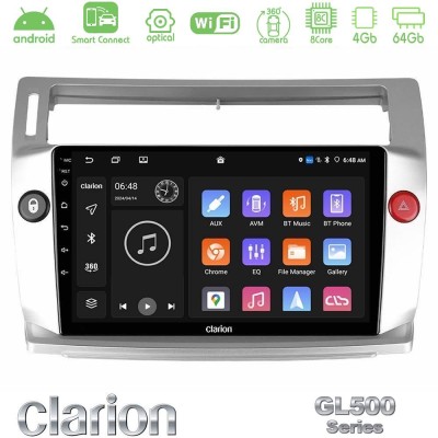 Clarion GL500 Series 8Core Android ClarionOS 4+64GB Citroen C4 2004-2010 Navigation Multimedia Tablet 9"