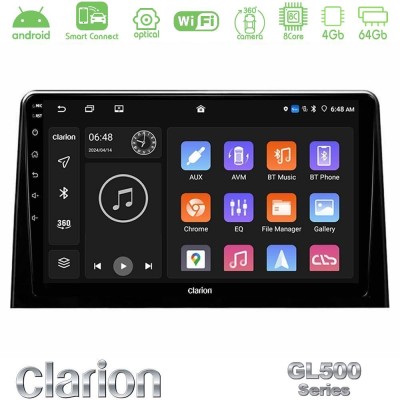 Clarion GL500 Series 8Core Android ClarionOS 4+64GB Peugeot Partner / Citroën Berlingo 2020- Navigation Multimedia Tablet 10"