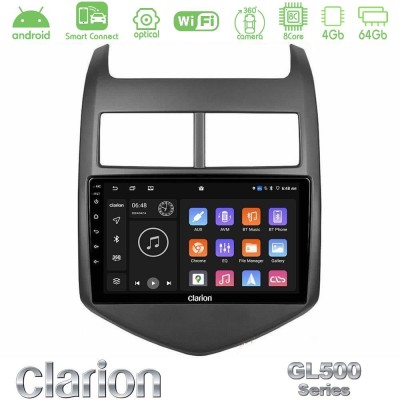 Clarion GL500 Series 8Core Android ClarionOS 4+64GB Chevrolet Aveo 2011-2017 Navigation Multimedia Tablet 9"