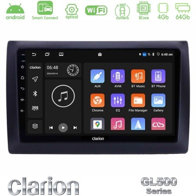 Clarion GL500 Series 8Core Android ClarionOS 4+64GB Fiat Stilo Navigation Multimedia Tablet 9"
