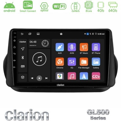 Clarion GL500 Series 8Core Android ClarionOS 4+64GB Fiat Fiorino/Citroen Nemo/Peugeot Bipper Navigation Multimedia Tablet 10"
