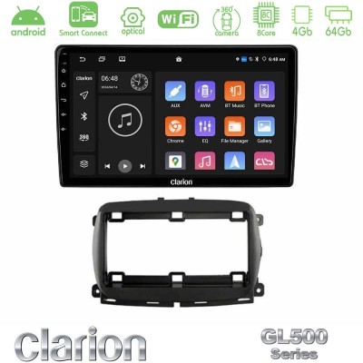 Clarion GL500 Series 8Core Android ClarionOS 4+64GB Fiat 500 2016 Navigation Multimedia Tablet 9"