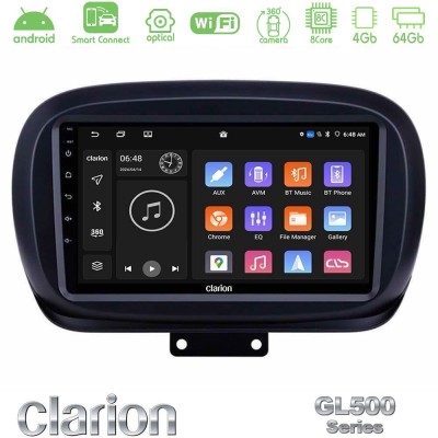 Clarion GL500 Series 8Core Android ClarionOS 4+64GB Fiat 500X Navigation Multimedia Tablet 9"
