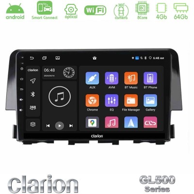 Clarion GL500 Series 8Core Android ClarionOS 4+64GB Honda Civic 2016-2020 Navigation Multimedia Tablet 9"