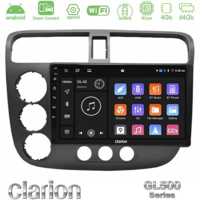 Clarion GL500 Series 8Core Android ClarionOS 4+64GB Honda Civic 2001-2005 Navigation Multimedia Tablet 9"