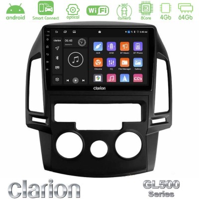 Clarion GL500 Series 8Core Android ClarionOS 4+64GB Hyundai i30 2007-2012 Manual A/C Navigation Multimedia Tablet 9"