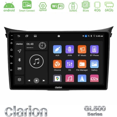 Clarion GL500 Series 8Core Android ClarionOS 4+64GB Hyundai i30 2012-2017 Navigation Multimedia Tablet 9"