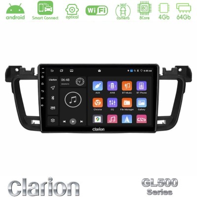 Clarion GL500 Series 8Core Android ClarionOS 4+64GB Peugeot 508 2010-2018 Navigation Multimedia Tablet 9"