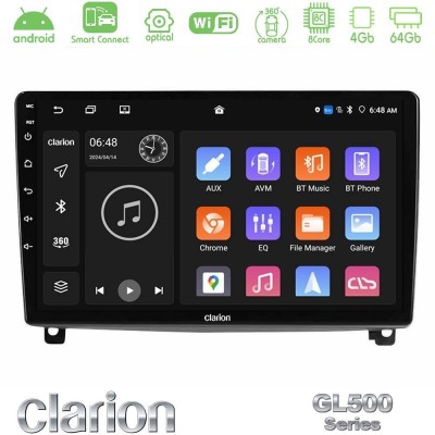 Clarion GL500 Series 8Core Android ClarionOS 4+64GB Peugeot 407 Navigation Multimedia Tablet 9"