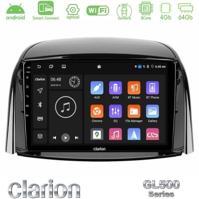 Clarion GL500 Series 8Core Android ClarionOS 4+64GB Renault Koleos 2007-2015 Navigation Multimedia Tablet 9"