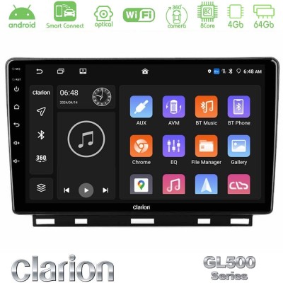 Clarion GL500 Series 8Core Android ClarionOS 4+64GB Renault Clio 5 2020-2024 Navigation Multimedia Tablet 9"