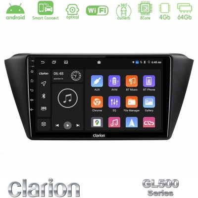 Clarion GL500 Series 8Core Android ClarionOS 4+64GB Skoda Fabia 2015-2021 Navigation Multimedia Tablet 9"