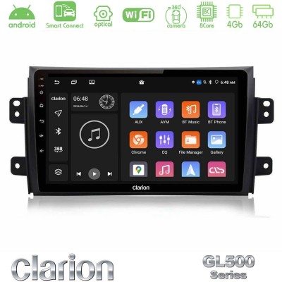 Clarion GL500 Series 8Core Android ClarionOS 4+64GB Suzuki SX4 2006-2014 Fiat Sedici 2006-2014 Navigation Multimedia Tablet 9"