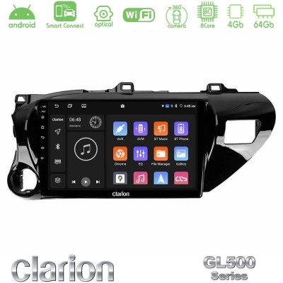 Clarion GL500 Series 8Core Android ClarionOS 4+64GB Toyota Hilux 2017-2021 Navigation Multimedia Tablet 10"