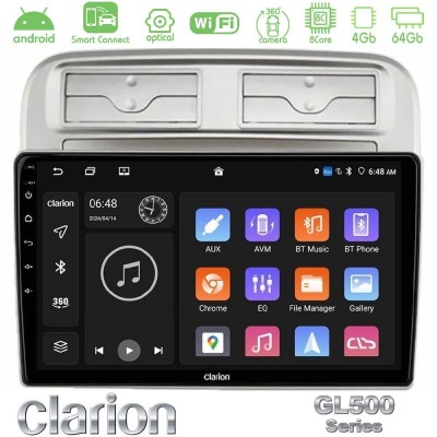 Clarion GL500 Series 8Core Android ClarionOS 4+64GB Fiat Grande Punto 2006-2011 Navigation Multimedia Tablet 9"