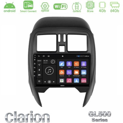 Clarion GL500 Series 8Core Android ClarionOS 4+64GB Nissan Micra 2013-2016 Navigation Multimedia Tablet 9"
