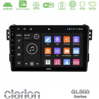 Clarion GL500 Series 8Core Android ClarionOS 4+64GB Suzuki Splash amp Opel Agila 2008-2014 Navigation Multimedia Tablet 9"