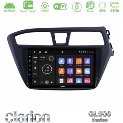 Clarion GL500 Series 8Core Android ClarionOS 4+64GB Hyundai i20 2014-2018 RHD Navigation Multimedia Tablet 9"