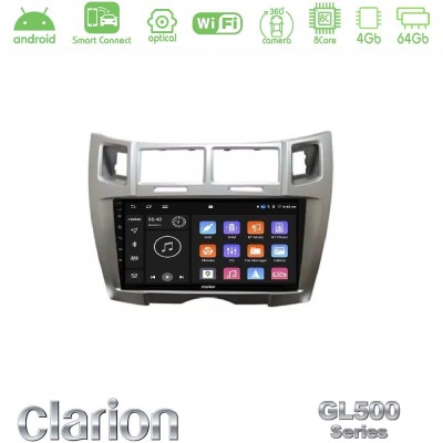 Clarion GL500 Series 8Core Android ClarionOS 4+64GB Toyota Yaris Navigation Multimedia Tablet 9" (Ασημί Χρώμα)
