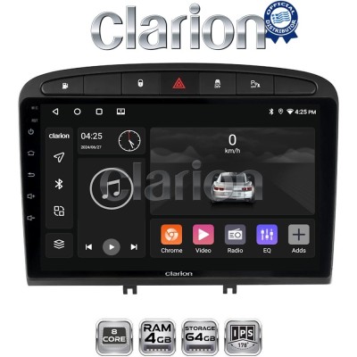 CLARION GL52083 Οθόνη OEM Multimedia Αυτοκινήτου για Peugeot 308 20072012 (CarPlay/AndroidAuto/BT/GPS/WIFI/GPRS)