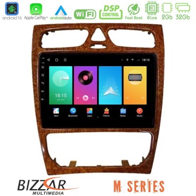 Bizzar M Series 8Core Android16 2+32GB Mercedes C Class (W203) Navigation Multimedia Tablet 9" (Wooden Style)