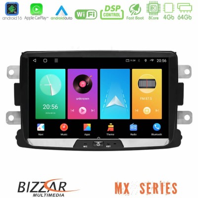 Bizzar MX Series Dacia/Renault 2012- 8Core Android16 4+64GB Navigation Multimedia Tablet 7" Με Carplay & Android Auto (OEM Style