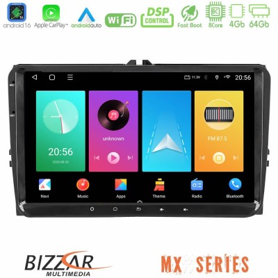Bizzar MX Series VW Group 8core Android16 4+64GB Navigation Multimedia Deckless 9" με Carplay/AndroidAuto (OEM Style)