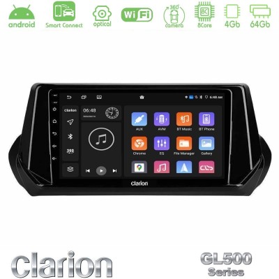 Clarion GL500 Series 8Core Android ClarionOS 4+64GB Peugeot 208 2019-2023 Navigation Multimedia Tablet 9"