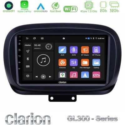 Clarion GL300 Series 4Core Android11 2+32GB Fiat 500X Navigation Multimedia Tablet 9" Με Carplay & Android Auto