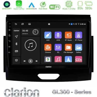 Clarion GL300 Series 4Core Android11 2+32GB Ford Ranger 2017-2022 Navigation Multimedia Tablet 9" Με Carplay & Android Auto