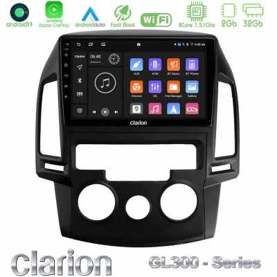 Clarion GL300 Series 4Core Android11 2+32GB Hyundai i30 2007-2012 Manual A/C Navigation Multimedia Tablet 9" Με Carplay & Androi