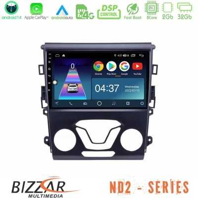 Bizzar ND2 Series 8Core Android14 2+32GB Ford Mondeo 2014-2017 Navigation Multimedia Tablet 9" Με Carplay & Android Auto