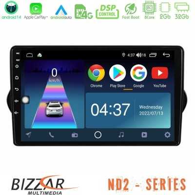 Bizzar ND2 Series 8Core Android14 2+32GB Fiat Tipo 2015-2022 (Hatchback) Navigation Multimedia Tablet 9" Με Carplay & Android Au