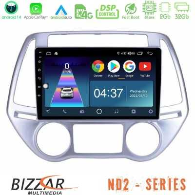 Bizzar ND2 Series 8Core Android14 2+32GB Hyundai i20 2012-2014 Navigation Multimedia Tablet 9" Με Carplay & Android Auto Bizzar ND2 Series 8Core Android14 2+32GB Hyundai i20 2012-2014 Navigation Multimedia Tablet 9" Με Carplay & Android Auto