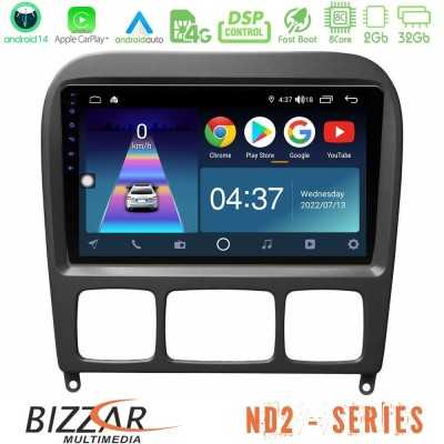 Bizzar ND2 Series 8Core Android14 2+32GB Mercedes S Class 1999-2004 (W220) Navigation Multimedia Tablet 9" Με Carplay & Android 