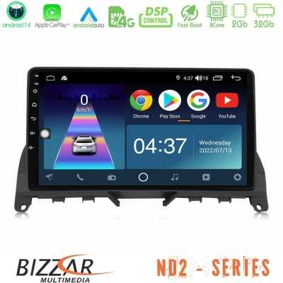 Bizzar ND2 Series 8Core Android14 2+32GB Mercedes C Class W204 Navigation Multimedia Tablet 9" Με Carplay & Android Auto