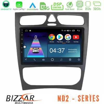 Bizzar ND2 Series 8Core Android14 2+32GB Mercedes C Class (W203) Navigation Multimedia Tablet 9" Με Carplay & Android Auto