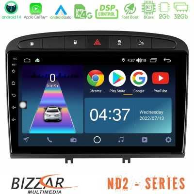 Bizzar ND2 Series 8Core Android14 2+32GB Peugeot 308/RCZ Navigation Multimedia Tablet 9" Με Carplay & Android Auto