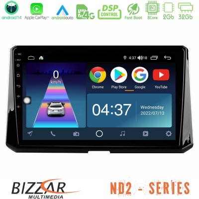Bizzar ND2 Series 8Core Android14 2+32GB Toyota Corolla 2019-2022 Navigation Multimedia Tablet 10" Με Carplay & Android Auto