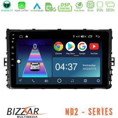 Bizzar ND2 Series 8Core Android14 2+32GB VW MQB 2017- Navigation Multimedia Tablet 9" Με Carplay & Android Auto Bizzar ND2 Series 8Core Android14 2+32GB VW MQB 2017- Navigation Multimedia Tablet 9" Με Carplay & Android Auto