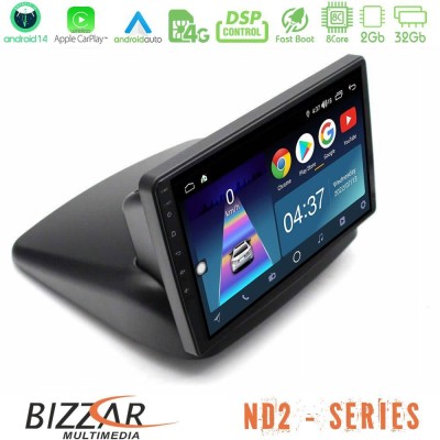 Bizzar ND2 Series 8Core Android14 2+32GB Fiat Doblo 2002-2009 Navigation Multimedia Tablet 10" Με Carplay & Android Auto