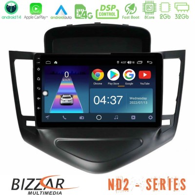 Bizzar ND2 Series 8Core Android14 2+32GB Chevrolet Cruze 2009-2012 Navigation Multimedia Tablet 9" Με Carplay & Android Auto (Μα