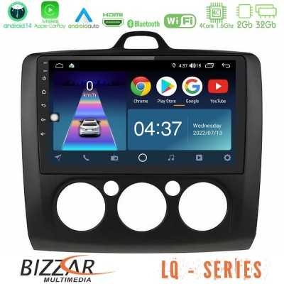 Bizzar LQ Series 4Core Android14 2+32GB Ford Focus Manual AC Navigation Multimedia Tablet 9" (Μαύρο Χρώμα) Με Carplay & Android 