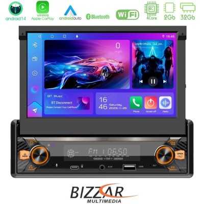 Bizzar 1DIN Deck 4core Android14 2+32GB Navigation Multimedia Deckless 7" με Carplay/AndroidAuto
