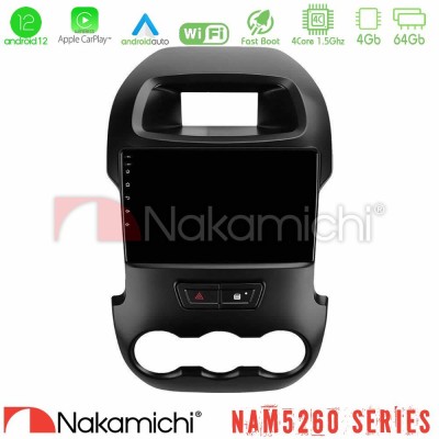Nakamichi NAM5260 Series 4Core Android12 4+64GB Ford Ranger 2012-2016 Navigation Multimedia Tablet 9" Με Carplay & Android Auto Nakamichi NAM5260 Series 4Core Android12 4+64GB Ford Ranger 2012-2016 Navigation Multimedia Tablet 9" Με Carplay & Android Auto