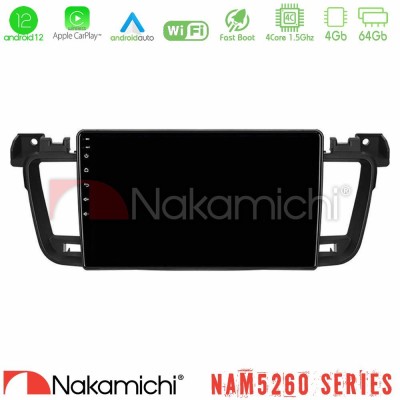 Nakamichi NAM5260 Series 4Core Android12 4+64GB Peugeot 508 2010-2018 Navigation Multimedia Tablet 9" Με Carplay & Android Auto Nakamichi NAM5260 Series 4Core Android12 4+64GB Peugeot 508 2010-2018 Navigation Multimedia Tablet 9" Με Carplay & Android Auto